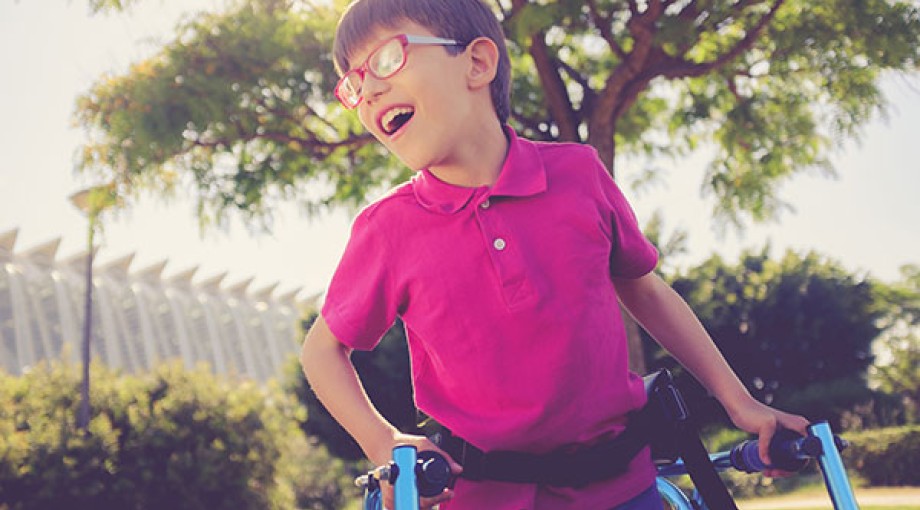 Handicap boy with walker