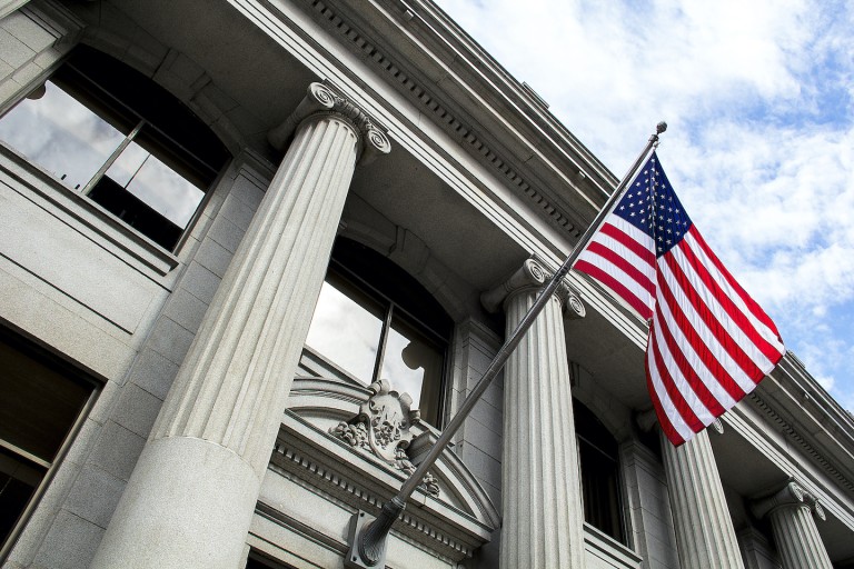 Courthouse with American Flag