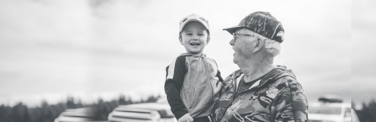 Grandfather watching after his grandson
