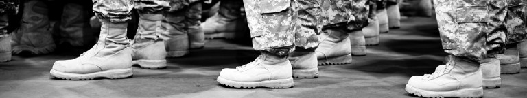 Army boots standing in formation